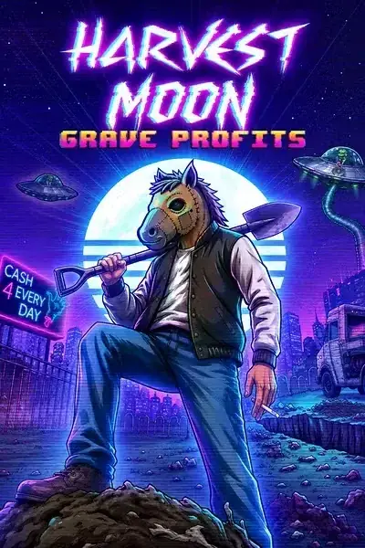 Croque-mort à tête de cheval sous une lune pleine